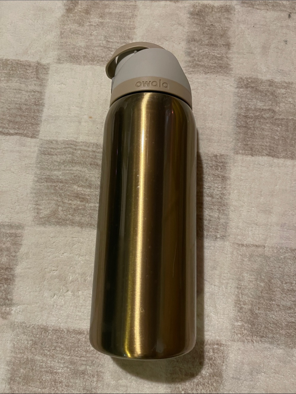 Owalo Gold Stainless Steel Water Bottle with Cream Cap